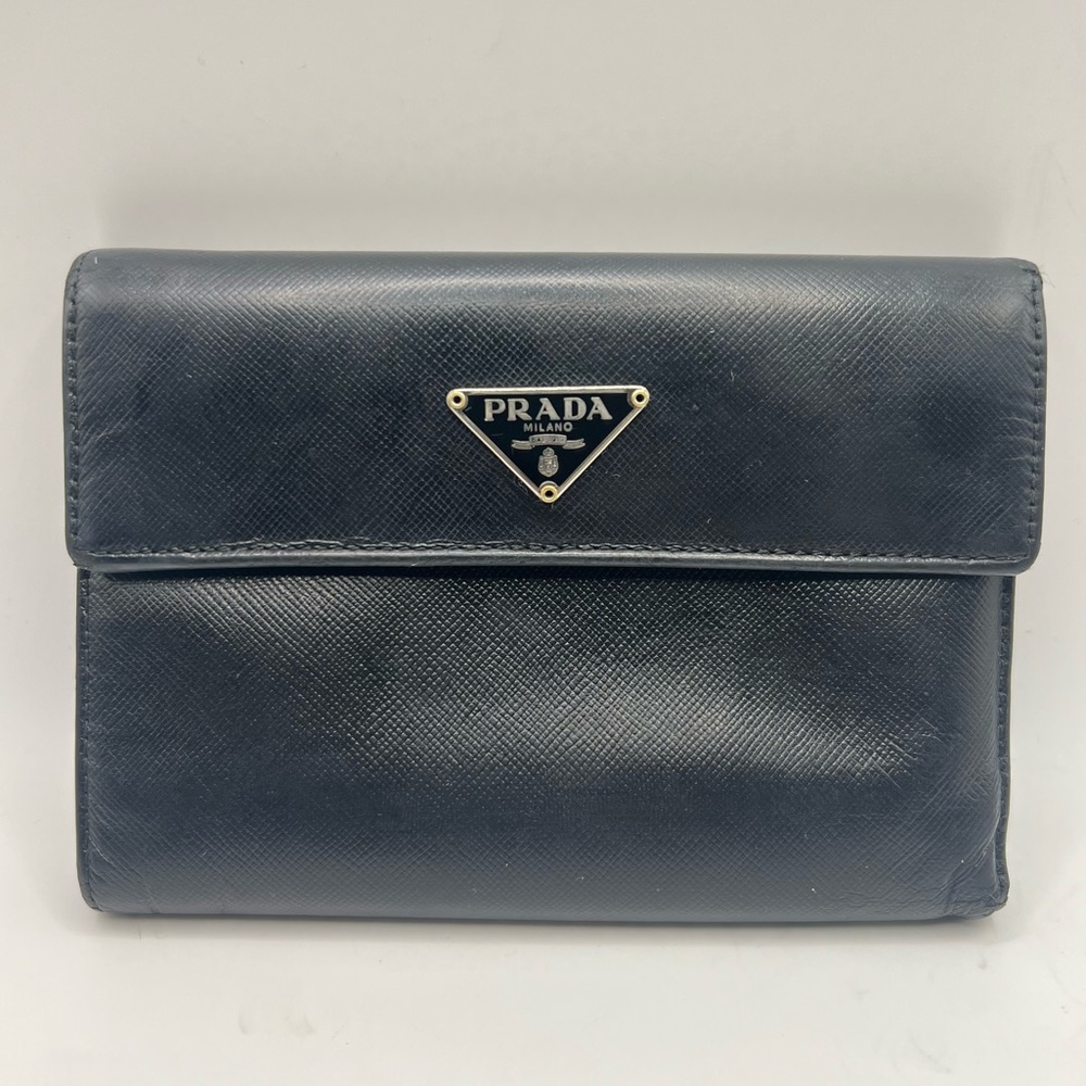 Prada Saffiano Trifold Leather Wallet